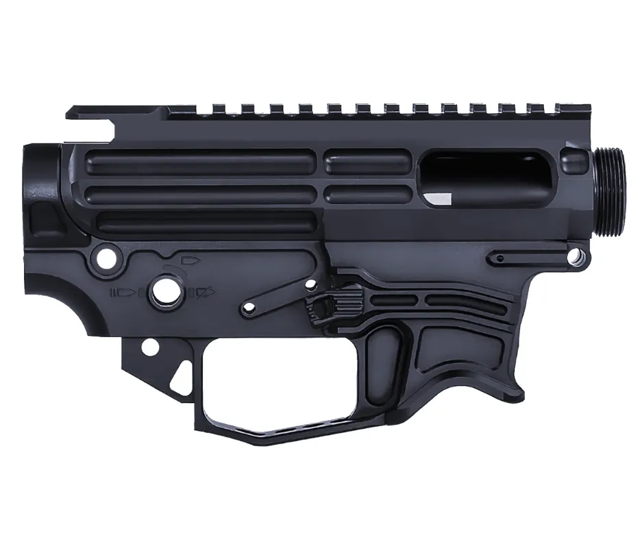 XIPHOS® LIGHTWEIGHT BILLET 7075-T6 9MM BLOWBACK PCC UPPER AND LOWER RECEIVER SET, GLOCK MAGAZINE, BLACK ANODIZED - AR9