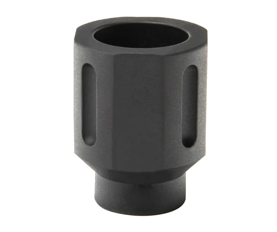 [BAD-FLASHCAN-9MM-6S-1/2x36] BATTLEARMS 9MM 6 SIDE HEX FLASH CAN 1/2"X36 TPI - 7075-T6 ALUMINUM - HARD ANODIZED BLACK