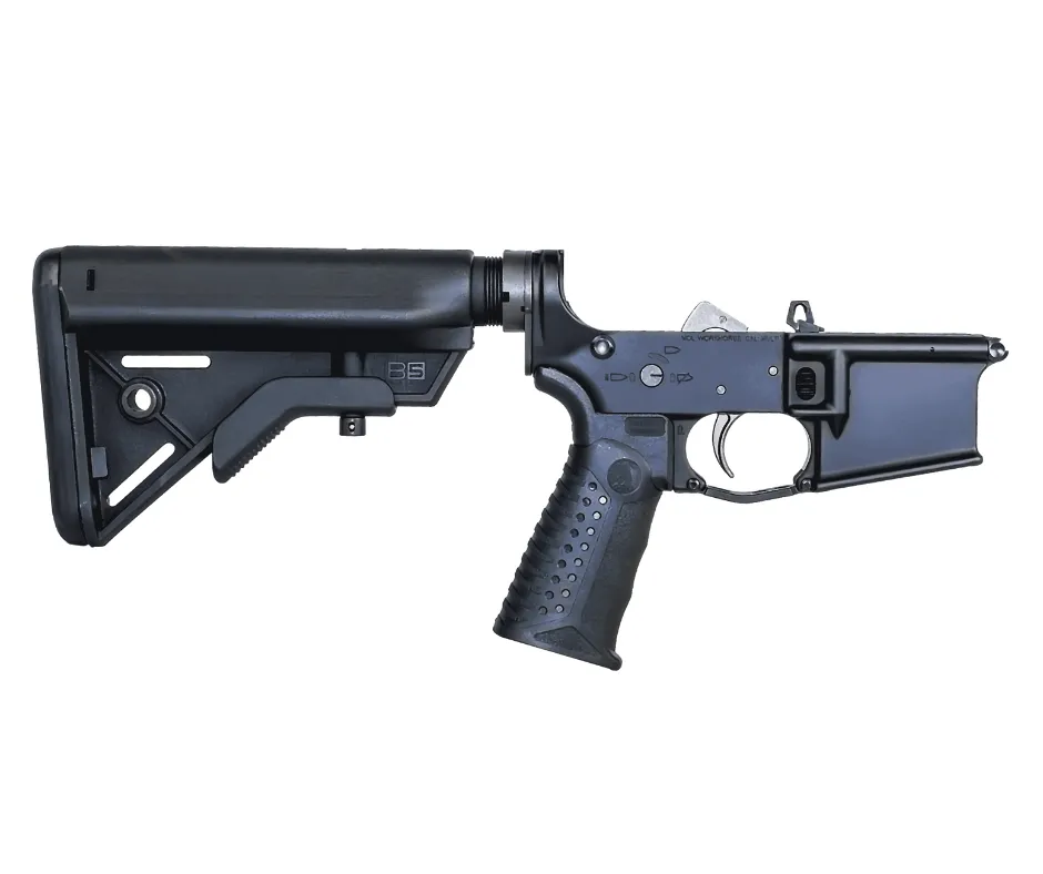 WORKHORSE® FORGED 7075-T6 COMPLETE LOWER ASSEMBLY B5 BRAVO STOCK, BLACK ANODIZED - AR15